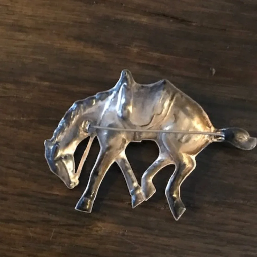 Vintage STERLING SILVER Bucking Horse Pin/Broach Western/Cowgirl